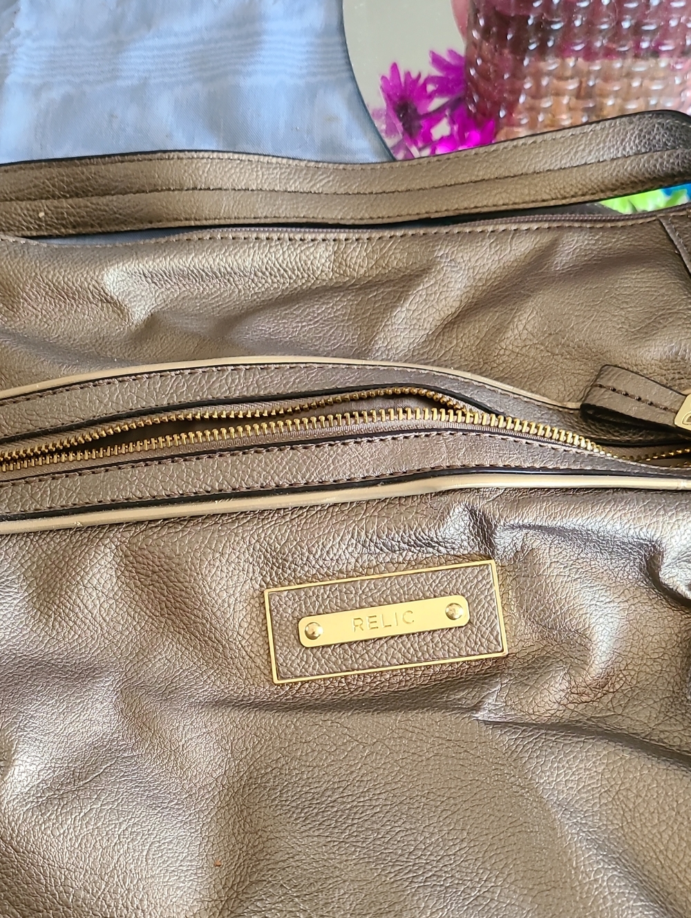 Relic Metallic Bronze Tote with Gold Accents